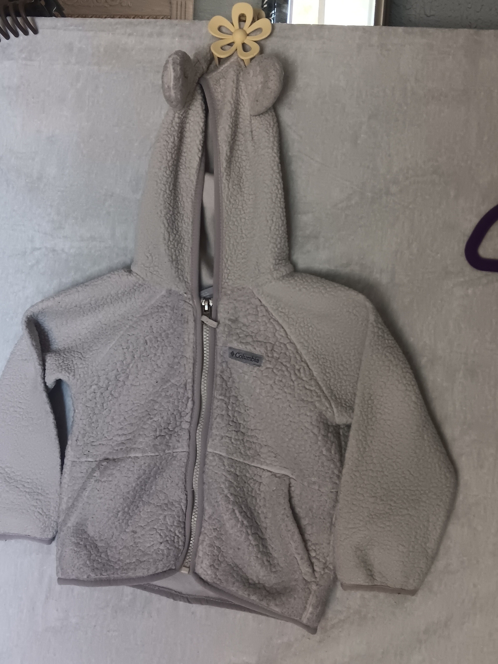 Columbia Light Gray Sherpa Hoodie with Ear Detail
